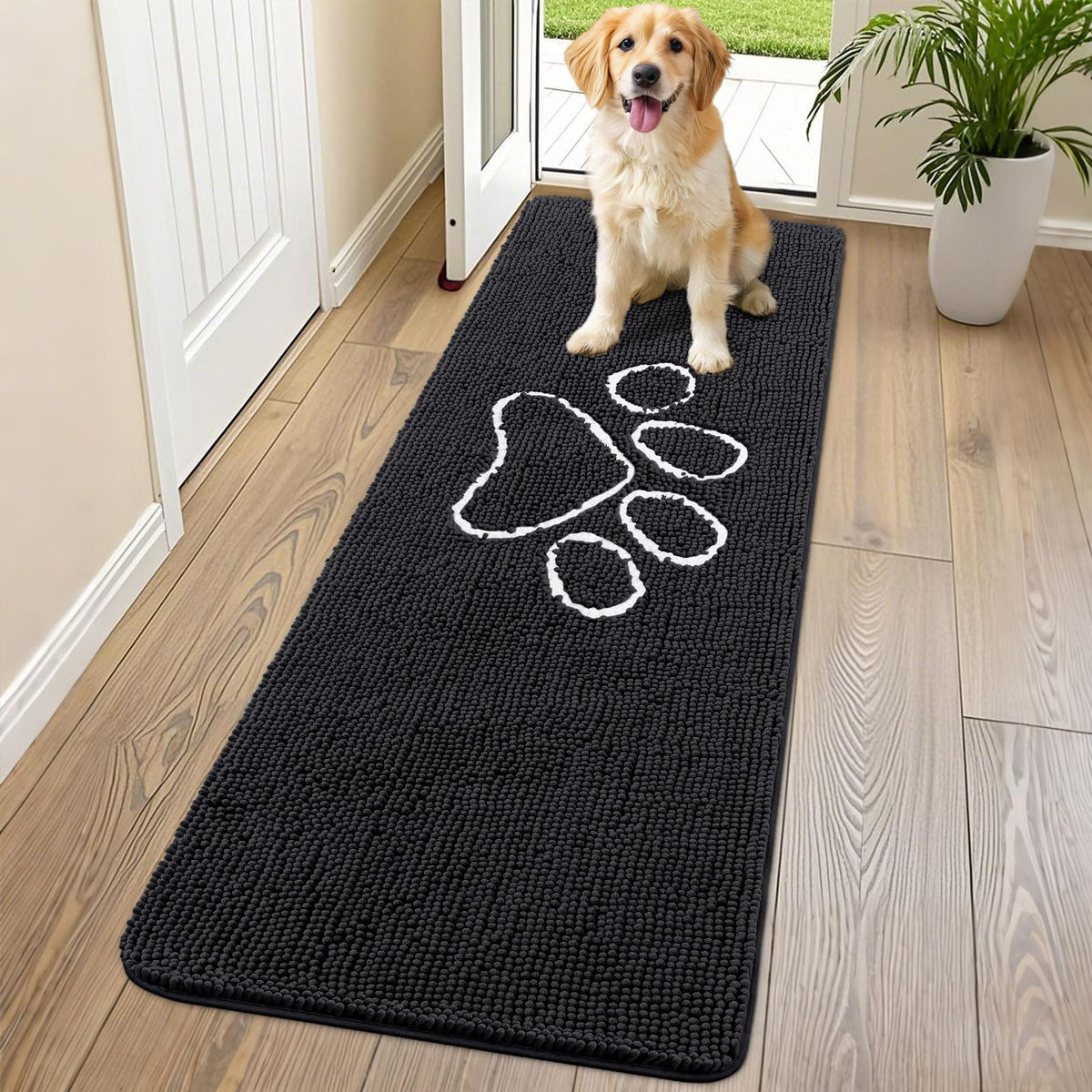 Smiry Dog Door Mat for Muddy Paws, Absorbent Non Slip Dirt Trapper, 70x24