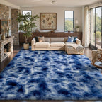 9x12 Ft Extra Large Shag Rugs for Living Room, Ultra Soft Fluffy Furry Area Rugs for Bedroom Indoor Floor, Aesthetic Carpet for Kids Home Decor (Blue)