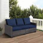 Water Repellent Sofa Seat Cushion Covers Stretch Stylish Furniture Cover, Small Checked Pattern Super Soft Slipcover Machine Washable (Loveseat Cushion, Navy)