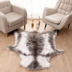 Carvapet Soft Fur Rugs Fake Reindeer Hide Area Rug Fluffy Faux Fur Carpet for Bedroom Floor Mat Home Decorative Throw Rug for Living Room, 4ft x 5ft, Grey