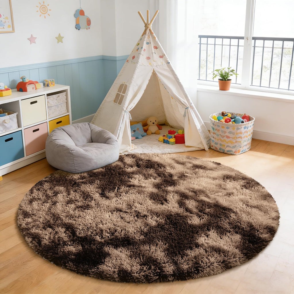 Fluffy Round Rug,Small Area Rugs,Shaggy Rugs 6'X6' for Living Room
