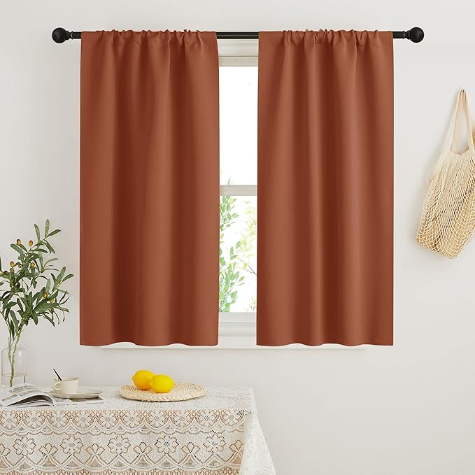 RYB HOME Blackout French Door Window Curtain Coverings, Rod Pocket