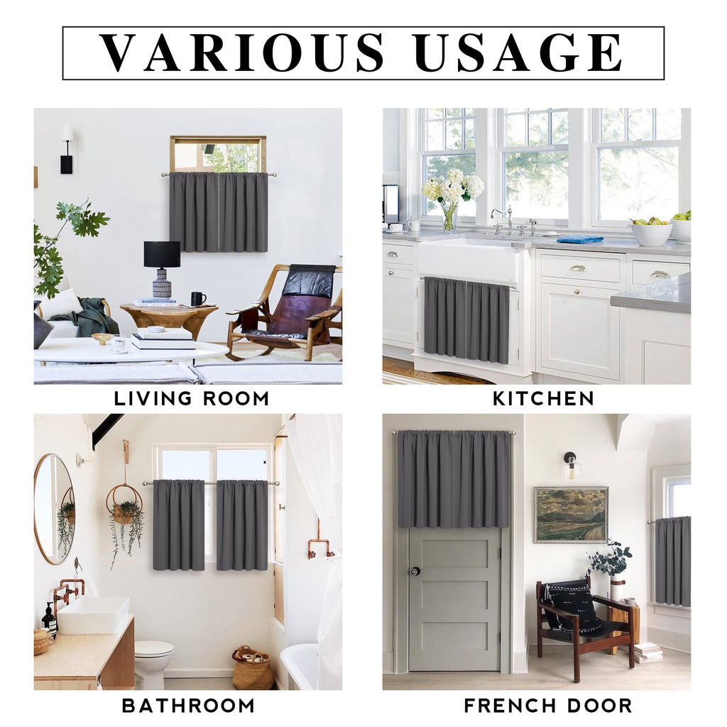 RYB HOME Cafe Blackout Curtains 24 inch Length for RV Camper Kitchen Window