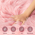 Ciicool Faux Sheepskin Rug Soft Faux Fur Rugs Pink Fluffy Rugs 2x3 Feet