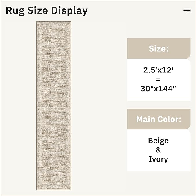 Soalmost Hallway Runner Rug 2'6" x 12' Washable Long Kitchen Rugs Brown