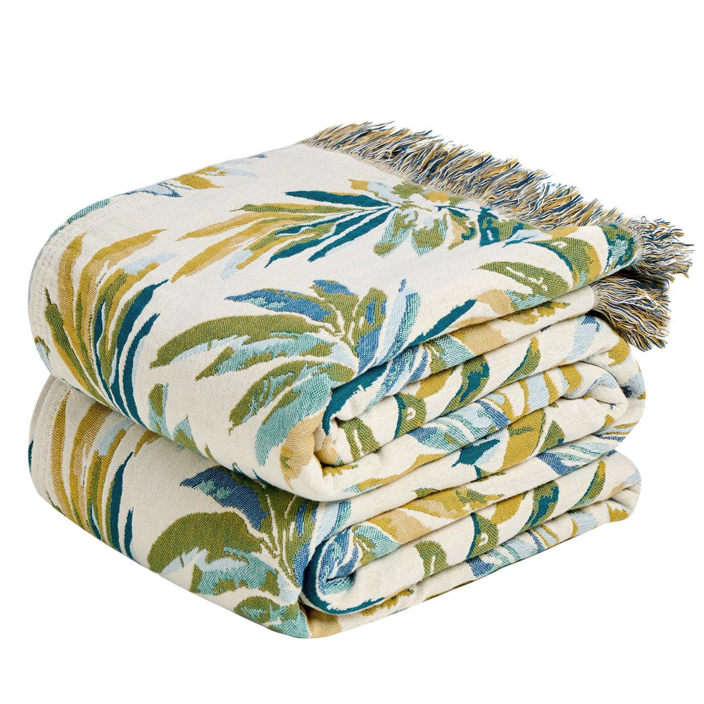 MSGKV Boho Throw Blanket 50"x60" Cotton Throw for Couch Sofa, Floral Quilt