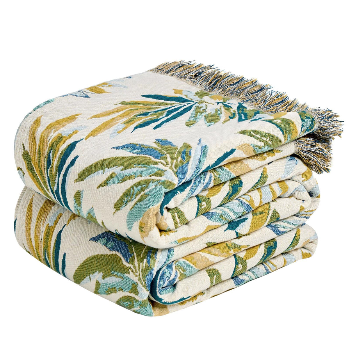 MSGKV Boho Throw Blanket 50"x60" Cotton Throw for Couch Sofa, Floral Quilt