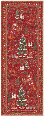 UERMEI Christmas Runner Rug for Hallway: 2x6 Neutral Modern Festive Low Pile Soft Thin Indoor Carpet for Bedroom Kitchen Mat Kids Room Holiday Decor - Red