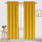 DWCN Blackout Curtains Room Darkening Thermal Insulated Bedroom Curtains Window Curtain Panels, 42 x 84 inches Long, Set of 2 Yellow Rod Pocket Drapes