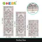 HEBE Boho Kitchen Rugs Set of 3, Non Slip Washable Kitchen Mats for Floor