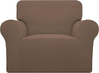 Easy-Going Stretch Oversized Chair Sofa Slipcover 1-Piece Couch Sofa Cover Furniture Protector Soft with Elastic Bottom for Kids Spandex Jacquard Fabric Small Checks Brown