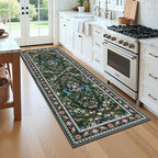 HEBE Washable Hallway Runner Rug 2'x 6' Non Slip Kitchen Rugs Runner,Low Pile Entryway Rug Laundry Room Mat Floral Carpet Runners for Hallways, Kitchen,Bathroom,Laundry,Bedside Rug