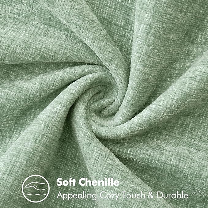 MIULEE Pack of 2 Couch Throw Pillow Covers 20x20 Inch Greyish Green Farmhouse Decorative Pillow Covers with Stitched Edge Soft Chenille Solid Dyed Spring Pillow Covers for Sofa Bed Living Room