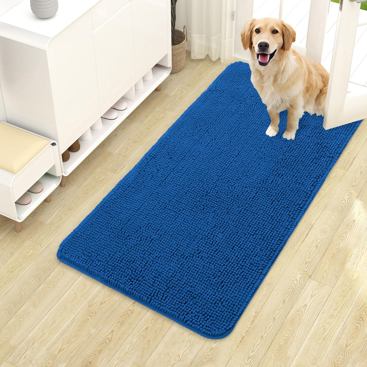 OLANLY Dog Door Mat for Muddy Paws 40x24, Super Absorbent Chenille Mud Mat