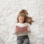OLANLY Ivory Round Rugs for Bedroom - Machine Washable, 3 ft Circle Area Rugs for Living Room, Soft and Fluffy Shaggy Carpet for Teen Girls and Boys, Nursery Rooms, Dorms, Home Decor Aesthetic