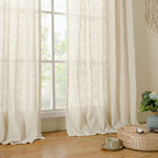 LAMIT 102 inches Long Sheer Linen Curtains 2 Panels, 52 x 102 Inch