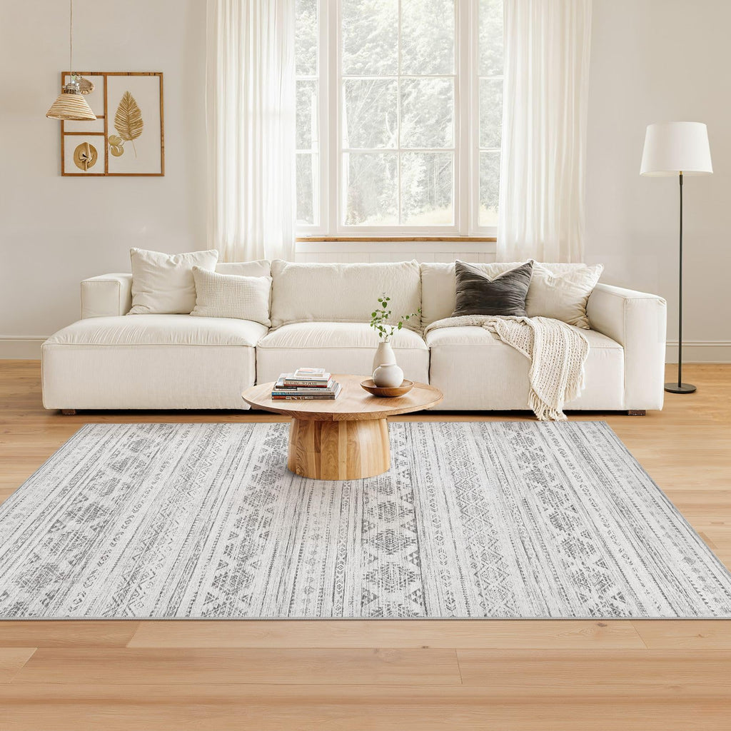 Nakagishi Boho 4x6 Area Rug Living Room Rugs Machine Washable Dark Gray
