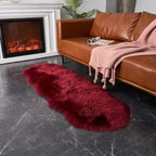 EasyJoy Ultra Soft Fluffy Shaggy Area Rug Faux Fur Rug Chair Cover Seat Pad Fuzzy Area Rug for Bedroom Floor Sofa Living Room (2 x 6 ft Sheepskin, Burgundy)