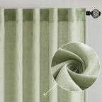 MIULEE Sage Green Linen Curtains 108 Inches Long for Bedroom Living Room, Soft Thick Linen Textured Window Drapes Semi Sheer Light Filtering Back Tab Rod Pocket Burlap Look, 2 Panels