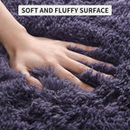 Tepook 4x6 Area Rugs for Living Room, Soft Fluffy Shag Gray Purple Rug for Bedroom Nursery, Modern Shaggy Plush Upgraded Non-Slip Carpet for Girls Boys Kids Room Dorm Home Decor