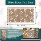 3x5 Floral Entry Rug - Small Washable Indoor Outdoor Mats for Front Door Non-Slip Porch Rug Tan Boho Neutral Farmhouse Throw Rugs for Living Room Bedroom Entryway Kitchen Office Porch Decor