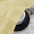 Chyhomenyc Mustard Yellow Sheer Valances for Windows - Light Filtering Small Kitchen Curtains, Short Top Window Treatment Decor for Living Room Bathroom Basement, 42Wx16L inches, 2 Panels