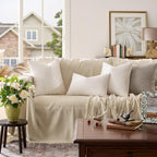 GIGIZAZA Velvet Pillow Covers 24x24 Decorative Pillows Pack of 2 Ivory