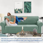 ZNSAYOTX 1 Piece Jacquard Couch Covers for 2 Cushion Couch High Stretch Loveseat Slipcover for Pets Dogs Anti Slip Love Seat Sofa Slipcover Furniture Protector (Medium,New Pattern Pea Green)