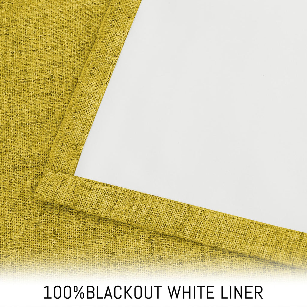 Yakamok Mustard Yellow Linen Textured Curtains 84 Inches Long for Bedroom