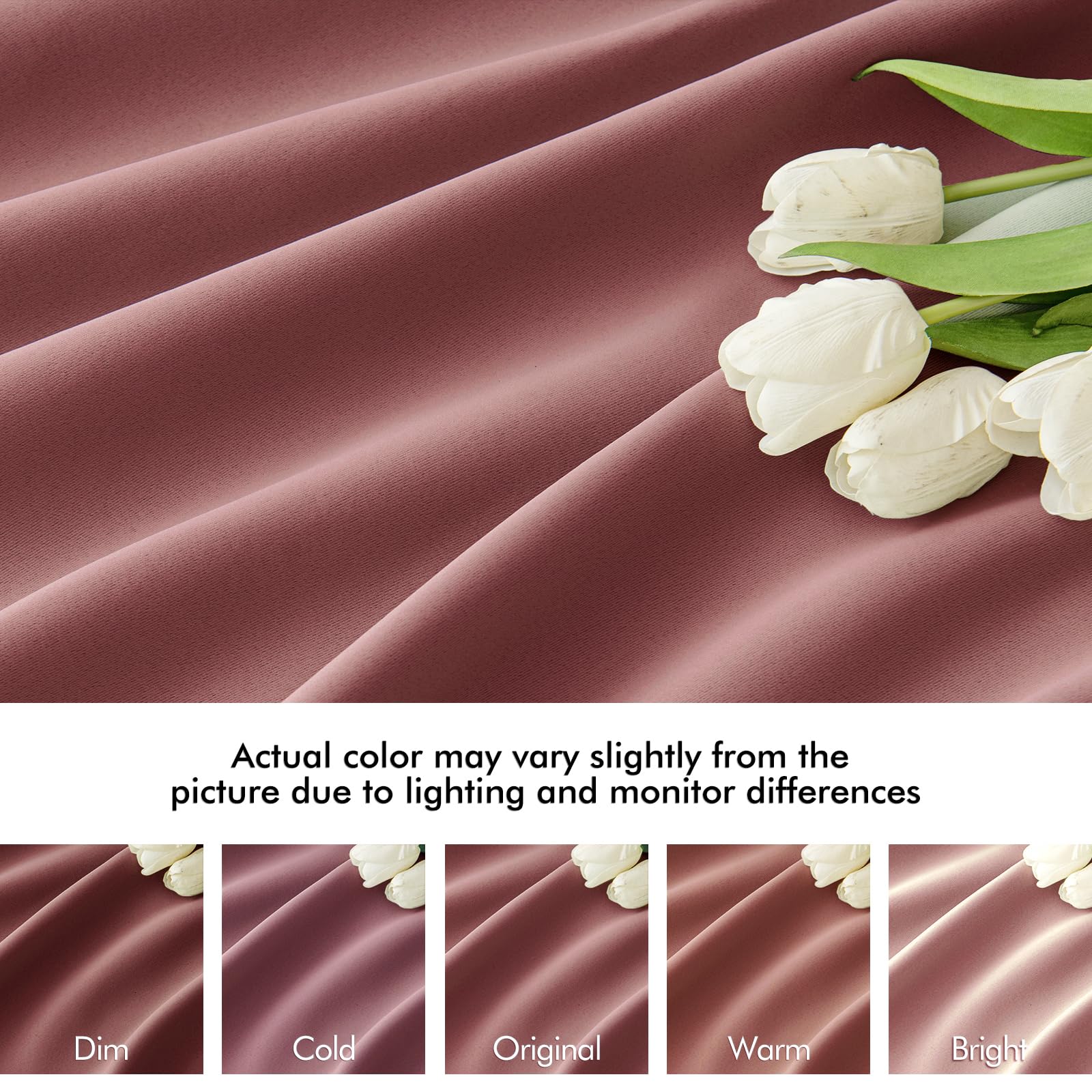 MIULEE Dusty Rose Back Tab Blackout Curtains 52x108 Inch Long 2 Panels Set
