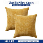 MIULEE Pack of 2 Couch Throw Pillow Covers 20x20 Inch Neutral Gold Modern Boho Accent Decorative Pillow Covers Soft Chenille Farmhouse Cushion Covers for Home Decor Bed Sofa Living Room