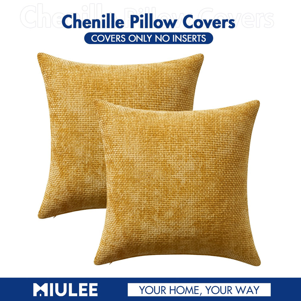 MIULEE Decorative Lumbar Throw Pillow Covers 12x20 in Mustard Yellow 2 Pack