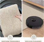 KOZYFLY Long Runners for Hallways 3x12 ft Washable Kitchen Runner Non Slip Rubber Backed Hallway Rugs Cotton Entryway Runner Rug Floor Carpet for Indoor Hall, Backdoor, Kitchen, Ivory/Khaki