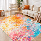 Rugflix 9x12 Area Rugs for Living Room, Washable Beige Grey Large Rug