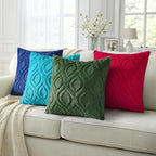 decorUhome Summer Throw Pillow Covers 26x26 Inch Set of 2, Soft Plush Faux Wool Turquoise Solid Couch Pillow Covers, Accent Euro Sham Farmhouse Neutral Square Pillow Cases for Sofa Bed Living Room