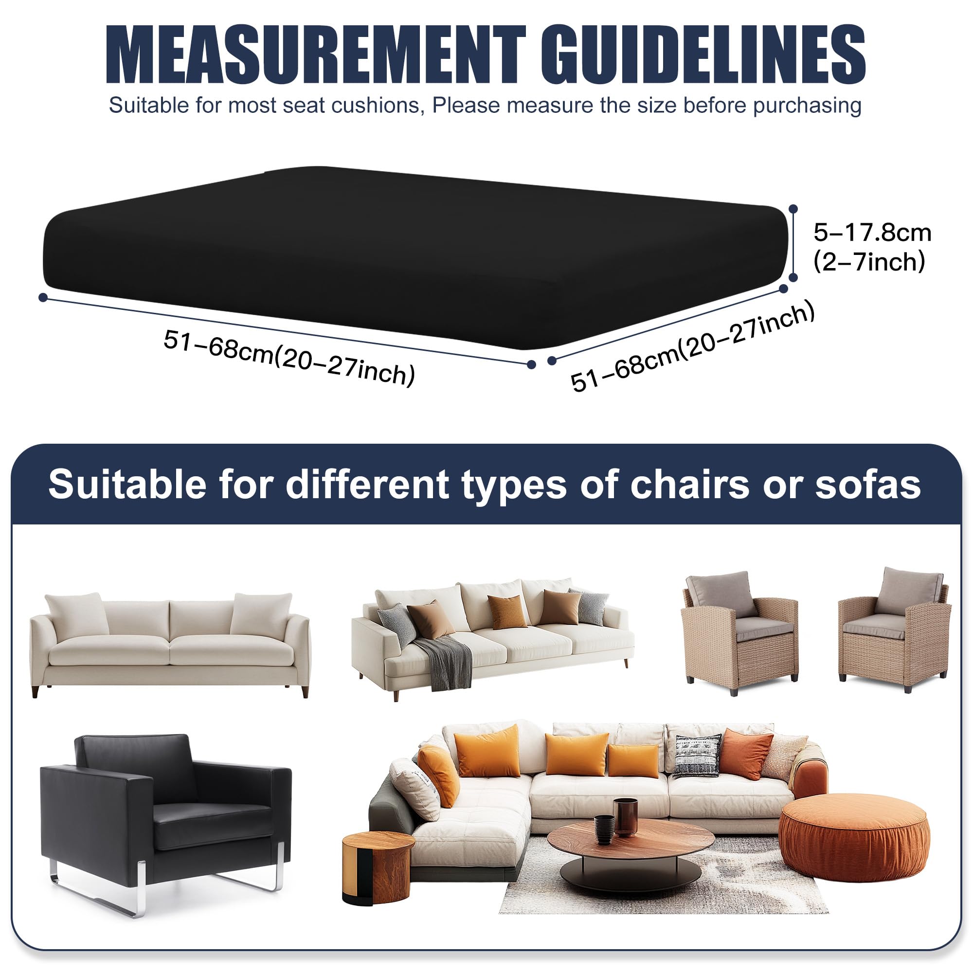 SUKAIKEQA 4PCS Patio Cushion Covers,Patio Furniture Couch Seat Slipcovers，Washable Furniture Protector, Replacement for Sofa Sectional Chair