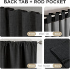 Joydeco Blackout Curtains for Bedroom - 90 Inch Long 100% Light Blocking 2 Panels Set Black Drapes, Thermal Insulated Room Darkening Curtains, Linen Textured for Living Room, Rod Pocket & Back Tabs
