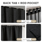 Joydeco Blackout Curtains for Bedroom - 100% Light Blocking 2 Panels Set Black Drapes 66" W x 90" L, Thermal Insulated Room Darkening Curtains, Linen Textured for Living Room, Rod Pocket & Back Tabs