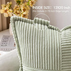 MIULEE Spring Decorative Lumbar Throw Pillow Covers for Couch Bed Livingroom 12x20 Inch Set of 2 Light Green Boho Accent Throw Pllows Broadside Striped Patchwork Soft Corduroy Summer Pillowcases