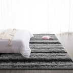 TWINNIS Super Soft Shaggy Rugs Fluffy Carpets, 5x8 Feet, Indoor Modern Plush Area Rugs for Living Room Bedroom Kids Room Nursery Home Decor, Upgrade Anti-Skid Rectangular Fuzzy Rug, Gray Black