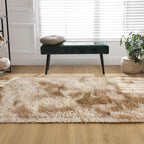 Tepook Fluffy Runner Rugs for Bedroom Aesthetic 2x6 Feet, Shag Soft Bedside Rug with Non-Slip Bottom, Fuzzy Plush Carpet for Room, Hallway Rug for Nursery Dorm Indoor Home Decor, Tie-Dyed Beige
