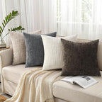 decorUhome Textured Chenille Throw Pillow Covers 26x26 Set of 2 Dark Brown