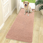 OLANLY Dog Door Mat for Muddy Paws 70x24, Absorbs Moisture and Dirt, Absorbent Non-Slip Washable Doormat, Quick Dry Chenille Mud Mat for Dogs, Entry Indoor Entryway Carpet for Inside Floor, Peach