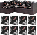 8Pcs Stretch Patio Cushion Covers,Outdoor Couch Covers Replacement,Outdoor Couch & Sofa Slipcovers,for Patio Furniture Cushion Covers,Washable Reusable Furniture Protector(Coconut Forest, Cover Only)