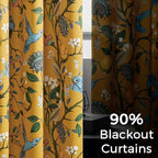Topfinel Mustard Yellow Curtains, Aesthetic Unique Rustic Thermal Insulated Noise Reducing Cottagecore Floral Flower Printed Modern Farmhouse Window Treatment 63 Inch Length 2 Panels Bedroom 52x63