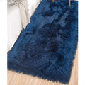 LOCHAS Soft Fluffy Faux Fur Rugs for Bedroom Bedside Rug 2x4 Ft, Light Navy