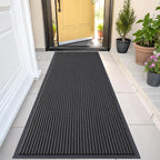 OLANLY Front Door Mat Indoor Outdoor Entrance, Waterproof Heavy Duty Doormat, Fade Resistant, Low Profile, Easy Clean Patio Porch Welcome Floor Mats for Entry, 47x23, Charcoal Grey