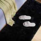 Amearea Shag Fluffy Area Rug for Bedroom Girls Living Room, Extra Soft and Fuzzy Shaggy Rugs, Non Slip, Solid Color Carpet Mat for Boys Nursery Home, Black 2x6 Feet