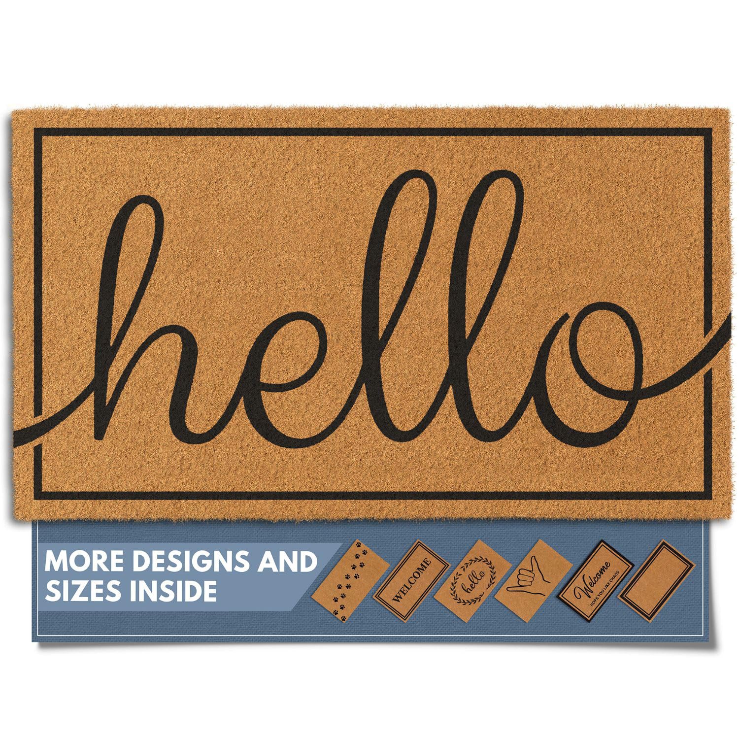 Barnyard Designs Natural Coco Coir Non-Slip Doormat (17x30, Hello)