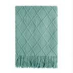 BOURINA Green Throw Blanket 50x60 Inch Boho Knitted Soft Throw Sofa Blanket